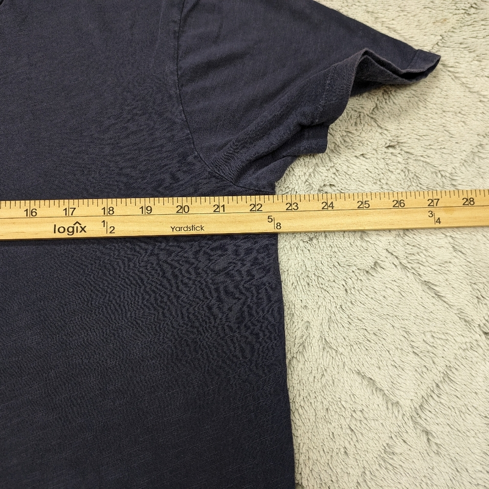 Buck Mason Shirt Men's XL Blue Navy Venice Wash Slub Curved Hem V-Neck Tee - Picture 5 of 7